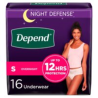 Depend Night Defense Fresh Protection Underwear, S, 16 count