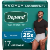 Depend Fresh Protection Maximum Underwear, L, 17 count, 17 Each