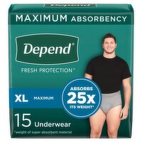 Depend Fresh Protection Maximum Underwear, XL, 15 count