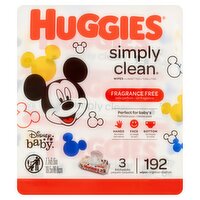 Huggies Simply Clean Fragrance Free Wipes, 64 count, 3 pack