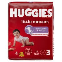 Huggies Little Movers Diapers, Size 3, 16-28 lb, 25 count, 25 Each