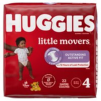 Huggies Little Movers Diapers, Size 4, 22-37 lb, 22 count