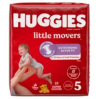 Huggies Little Movers Diapers, Size 5, Over 27 lb, 19 count, 19 Each