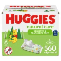 Huggies Natural Care Sensitive & Fragrance Free Baby Wipes, 560 count