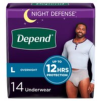 Depend Night Defense Fresh Protection Underwear, L, 14 count