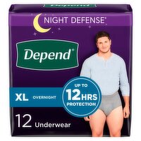 Depend Night Defense Fresh Protection Underwear, XL, 12 count