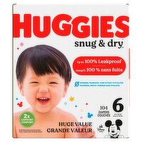 Huggies Snug & Dry Diapers Huge Value, Size 6, Over 35 lb, 104 count, 104 Each