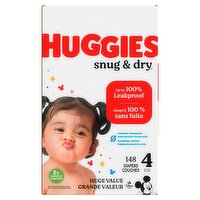 Huggies Snug & Dry Diapers Huge Value, Size 4, 22-37 lb, 148 count