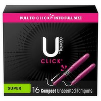 U by Kotex Click Super Compact Unscented Tampons, 16 count, 16 Each