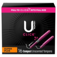 U by Kotex Click Super Plus Compact Unscented Tampons, 16 count