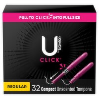 U by Kotex Click Regular Compact Unscented Tampons, 32 count, 32 Each