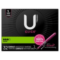 U by Kotex Click Super Compact Unscented Tampons, 32 count