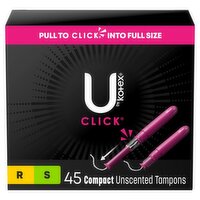 U by Kotex Click Regular and Super Compact Unscented Tampons, 45 count