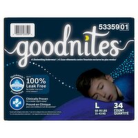 Goodnites Boys Bedwetting Underwear, Sizes 10-12, L, 68-95 lbs, 34 count