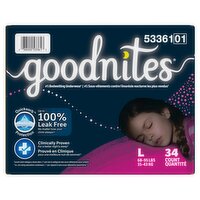 Goodnites Girls Bedwetting Underwear, Sizes 10-12, L, 68-95 lbs, 34 count