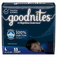Goodnites Boys Bedwetting Underwear, Sizes 10-12, L, 68-95 lbs, 11 count