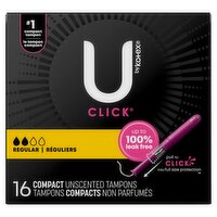 U by Kotex Click Regular Compact Unscented Tampons, 16 count