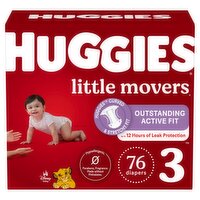 Huggies Little Movers Diapers, Size 3, 16-28 lb, 76 count