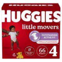 Huggies Little Movers Outstanding Active Fit Diapers, Size 4, 22-37 lb, 66 count