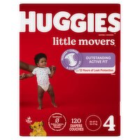 Huggies Little Movers Outstanding Active Fit Diapers, Size 4, 22-37 lb, 120 count