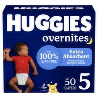 Huggies Overnites Overnight Diapers, Size 5, Over 27 lb, 50 count