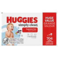 Huggies Simply Clean Fragrance Free Wipes Huge Value, 704 count, 704 Each