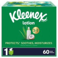 Kleenex Lotion 3 in 1 Coconut Oil + Aloe Tissues, 60 count