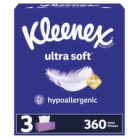 Kleenex Ultra Soft 3-Ply Tissues, 120 count, 3 pack