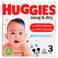 Huggies Snug & Dry Diapers, Size 3, 16-28 lb, 88 count, 88 Each