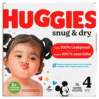 Huggies Snug & Dry Diapers, Size 4, 22-37 lb, 76 count, 76 Each