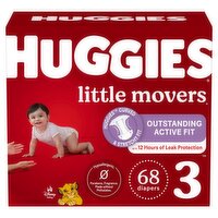 Huggies Little Movers Diapers, Size 3, 16-28 lb, 68 count