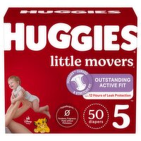 Huggies Little Movers Diapers, Size 5, Over 27 lb, 50 count