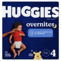 Huggies Overnites Diapers, Size 4, 22-37 lb, 52 count