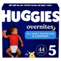 Huggies Overnites Diapers, Size 5, Over 27 lb, 44 count