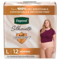 Depend Silhouette Maximum Underwear, L, 12 count