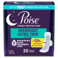 Poise Fresh Protection Overnight Ultra Thin with Wings Pads, 20 count