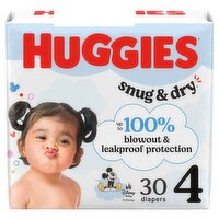 Huggies Snug & Dry Diapers, Size 4, 22-37 lb, 30 count