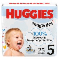 Huggies Snug & Dry Baby Diapers, Size 5 (27+ lbs), 25 Ct