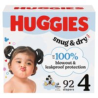 Huggies Snug & Dry Baby Diapers, Size 4 (22-37 lbs), 92 Ct
