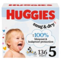 Huggies Snug & Dry Diapers Huge Value, Size 5, Over 27 lb, 136 count