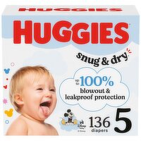 Huggies Snug & Dry Diapers Huge Value, Size 5, Over 27 lb, 136 count