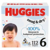 Huggies Snug & Dry Baby Diapers, Size 6 (35+ lbs), 112 Ct