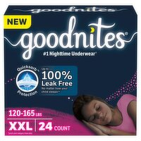 Goodnites Girls' Nighttime Underwear, Size XXL (120-165 lbs), 24 Ct