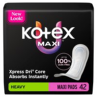 Kotex Maxi Pads Heavy Absorbency, 42 Count