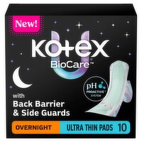 Kotex BioCare Night Defense Overnight Ultra Thin Pads + Wings, 10 Count