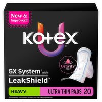 Kotex Heavy Ultra Thin Pads + Wings, 20 Count