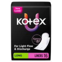 Kotex Long Wrapped Liners, 16 count