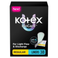 Kotex BioCare Daily Liners Wrapped Light Absorbency Regular Length, 38 Count