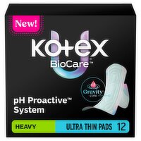 Kotex® BioCare® Ultra Thin Pads with Wings Heavy Absorbency, 12 Count