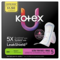 Kotex Heavy Ultra Thin Pads + Wings, 5 count